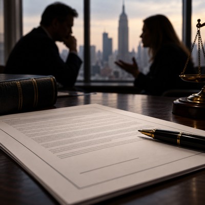 A New York attorney and client review disputed life insurance claim documents.